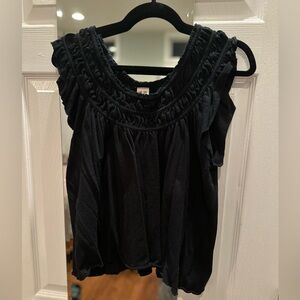 We the free off the shoulder black short sleeve blouse size xs